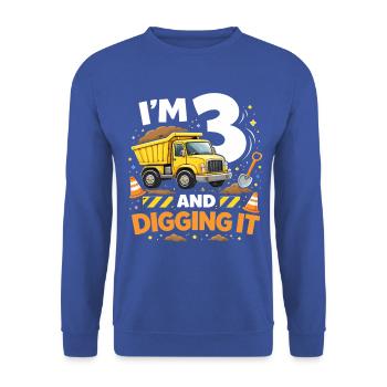 Ich bin 3 und grabe es - Unisex Pullover - Royalblau - Vorne - Alina (178cm) & Michal (187cm)