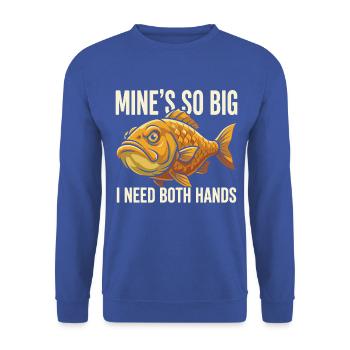 Lustiges Angler Spruchmotiv - Unisex Pullover - Royalblau - Vorne - Alina (178cm) & Michal (187cm)