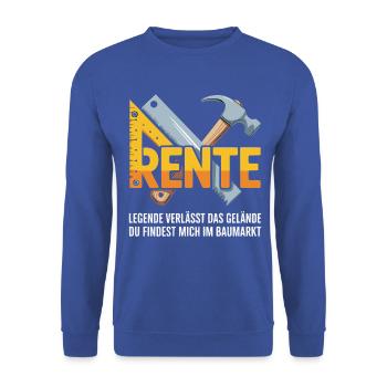 Rente im Baumarkt – Werkzeug-Logo - Unisex Pullover - Royalblau - Vorne - Alina (178cm) & Michal (187cm)