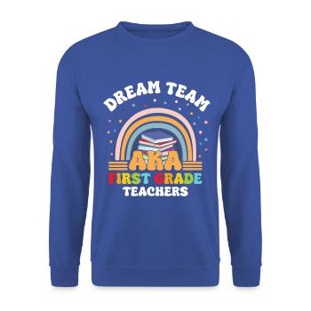 Lehrer-Dreamteam der ersten Klasse - Unisex Pullover - Royalblau - Vorne - Alina (178cm) & Michal (187cm)
