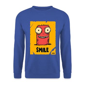 Lustiger Monster mit Smile - Unisex Pullover - Royalblau - Vorne - Alina (178cm) & Michal (187cm)