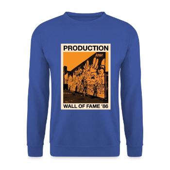 Production Wall of Fame 86 Poster - Unisex Pullover - Royalblau - Vorne - Alina (178cm) & Michal (187cm)