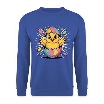 Süßes Oster Küken im Ei Shirt - Unisex Pullover - Royalblau - Vorne - Alina (178cm) & Michal (187cm)