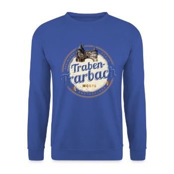 Traben Trarbach Vintage Mosel Rheinland-Pfalz - Unisex Pullover - Royalblau - Vorne - Alina (178cm) & Michal (187cm)