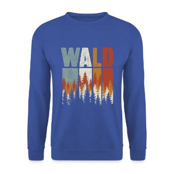 Waldliebe Natur Wandern Retro Abenteuer - Unisex Pullover - Royalblau - Vorne - Alina (178cm) & Michal (187cm)