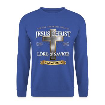 Verset biblique de Jésus, La voie de la vérité, la vie - Sweat-shirt Unisexe - bleu royal - Devant - Alina (178cm) & Michal (187cm)