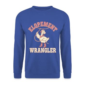 Elopement Gans Western Design - Unisex Pullover - Royalblau - Vorne - Alina (178cm) & Michal (187cm)