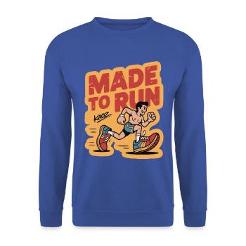 Made to Run Retro-Cartoon - Unisex Pullover - Royalblau - Vorne - Alina (178cm) & Michal (187cm)