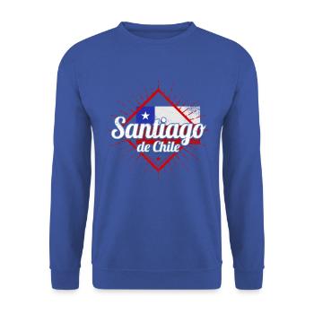 Santiago de Chile mit Vintage Fahne Souvenir - Unisex Pullover - Royalblau - Vorne - Alina (178cm) & Michal (187cm)