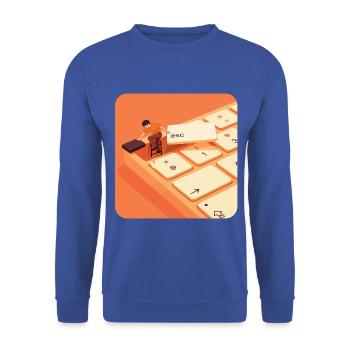 ESC – Work Mode Off - Unisex Pullover - Royalblau - Vorne - Alina (178cm) & Michal (187cm)