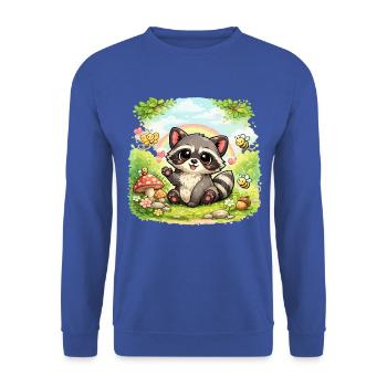 Petit raton laveur dans un paradis fleuri - Sweat-shirt Unisexe - bleu royal - Devant - Alina (178cm) & Michal (187cm)