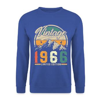 1966 Vintage Retro Geburtstagsgeschenk - Unisex Pullover - Royalblau - Vorne - Alina (178cm) & Michal (187cm)