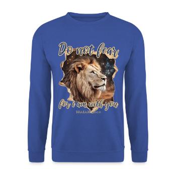 Löwe Christlich - Unisex Pullover - Royalblau - Vorne - Alina (178cm) & Michal (187cm)