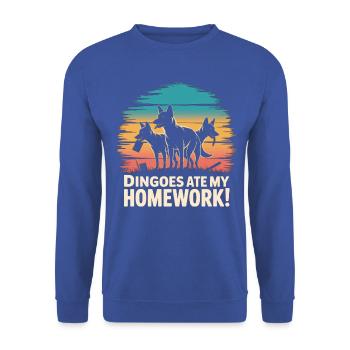 Dingo Australischer Wildhund Tierliebhaber Design - Unisex Pullover - Royalblau - Vorne - Alina (178cm) & Michal (187cm)