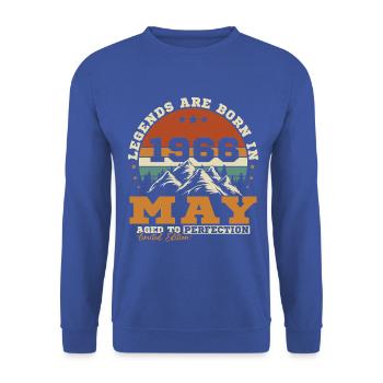 Geburtstagsgeschenk Mai 1966 - Unisex Pullover - Royalblau - Vorne - Alina (178cm) & Michal (187cm)
