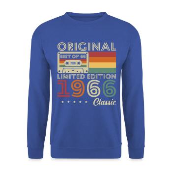 1966 Vintage Retro Geburtstagsgeschenk - Unisex Pullover - Royalblau - Vorne - Alina (178cm) & Michal (187cm)