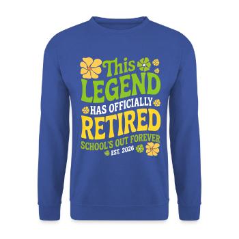 Lehrer-Ruhestandsgeschenke für Lehrer Ruhestand - Unisex Pullover - Royalblau - Vorne - Alina (178cm) & Michal (187cm)