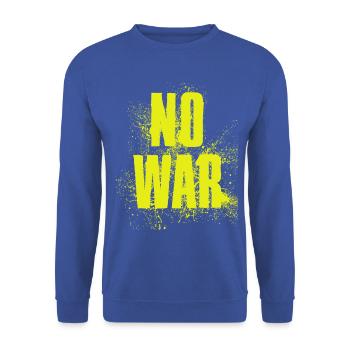 NO WAR – Statement für den Frieden gegen den Krieg - Unisex Pullover - Royalblau - Vorne - Alina (178cm) & Michal (187cm)