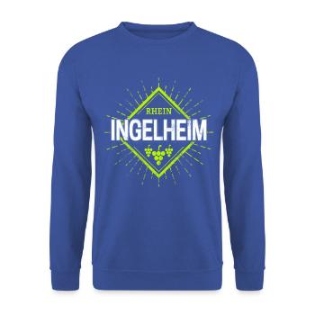 Ingelheim am Rhein mit Retro Weintrauben Souvenir - Unisex Pullover - Royalblau - Vorne - Alina (178cm) & Michal (187cm)