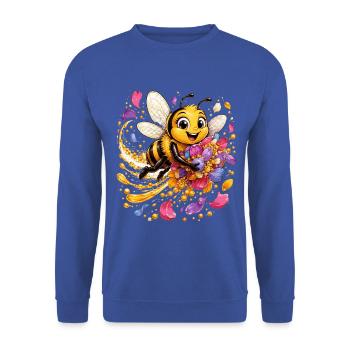 Biene Honig Imker Honigwabe Blumen Wiese Insekt - Unisex Pullover - Royalblau - Vorne - Alina (178cm) & Michal (187cm)