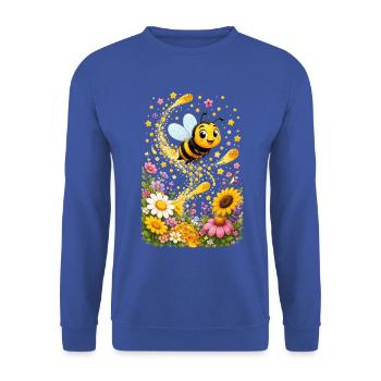 Biene Honig Imker Honigwabe Blumen Wiese Insekt - Unisex Pullover - Royalblau - Vorne - Alina (178cm) & Michal (187cm)