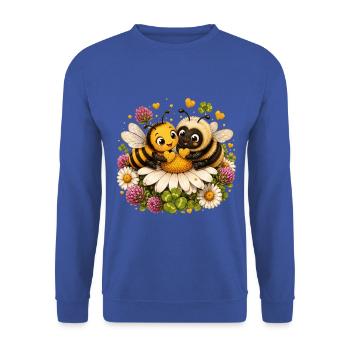 Biene Honig Imker Honigwabe Blumen Wiese Insekt - Unisex Pullover - Royalblau - Vorne - Alina (178cm) & Michal (187cm)