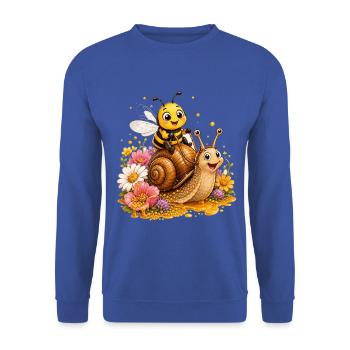 Biene Honig Imker Honigwabe Blumen Wiese Insekt - Unisex Pullover - Royalblau - Vorne - Alina (178cm) & Michal (187cm)