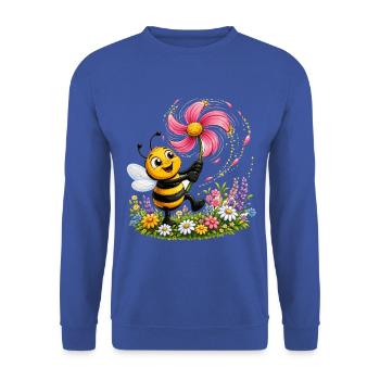 Biene Honig Imker Honigwabe Blumen Wiese Insekt - Unisex Pullover - Royalblau - Vorne - Alina (178cm) & Michal (187cm)