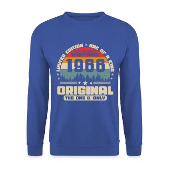 1966 Vintage Retro Geburtstagsgeschenk - Unisex Pullover - Royalblau - Vorne - Alina (178cm) & Michal (187cm)