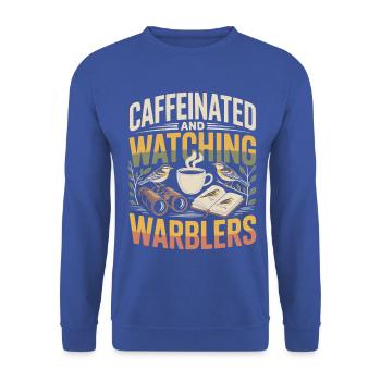 Kaffee, Warbler und Lesezeit - Unisex Pullover - Royalblau - Vorne - Alina (178cm) & Michal (187cm)