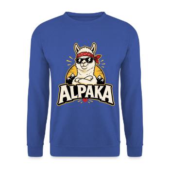 Alpaka Cool Sonnenbrille Lustiges Motiv - Unisex Pullover - Royalblau - Vorne - Alina (178cm) & Michal (187cm)