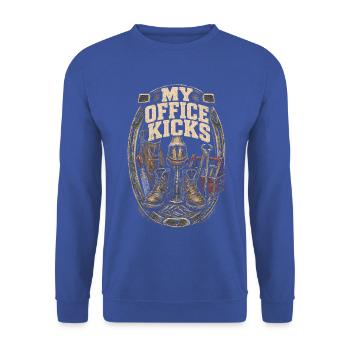 Hufschmied Hufschmiede My Office Kicks - Unisex Pullover - Royalblau - Vorne - Alina (178cm) & Michal (187cm)