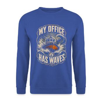 Küstenwache Rettungsschwimmer My Office Has Waves - Unisex Pullover - Royalblau - Vorne - Alina (178cm) & Michal (187cm)