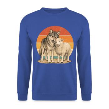 Wolf und Schaf - Unisex Pullover - Royalblau - Vorne - Alina (178cm) & Michal (187cm)