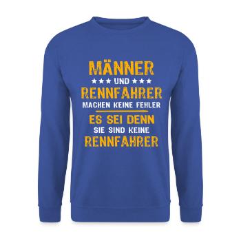 Rennfahrer Autorennen - Unisex Pullover - Royalblau - Vorne - Alina (178cm) & Michal (187cm)