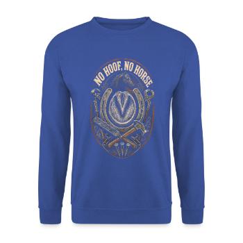 Hufschmied Hufschmiede No Hoof No Horse - Unisex Pullover - Royalblau - Vorne - Alina (178cm) & Michal (187cm)