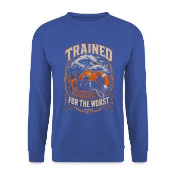 Küstenwache Rettungsschwimmer Trained For Worst - Unisex Pullover - Royalblau - Vorne - Alina (178cm) & Michal (187cm)
