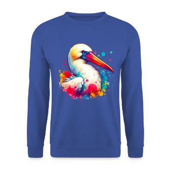 Nazca Tölpel Motiv - Unisex Pullover - Royalblau - Vorne - Alina (178cm) & Michal (187cm)