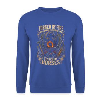 Hufschmied Hufschmiede Tested By Horses - Unisex Pullover - Royalblau - Vorne - Alina (178cm) & Michal (187cm)
