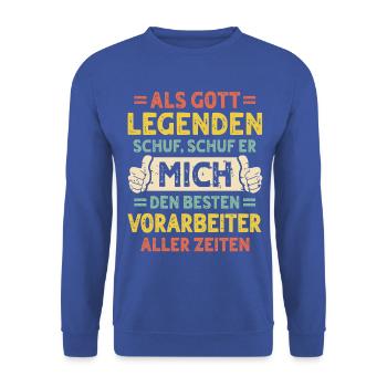 Vorarbeiter - Unisex Pullover - Royalblau - Vorne - Alina (178cm) & Michal (187cm)