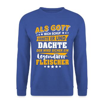 Fleischer Sprüche - Unisex Pullover - Royalblau - Vorne - Alina (178cm) & Michal (187cm)