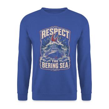 Alaska Königskrabben Respect The Bering Sea - Unisex Pullover - Royalblau - Vorne - Alina (178cm) & Michal (187cm)