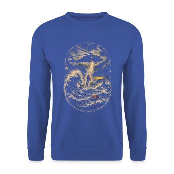 Küstenwache Rettungsschwimmer - Unisex Pullover - Royalblau - Vorne - Alina (178cm) & Michal (187cm)
