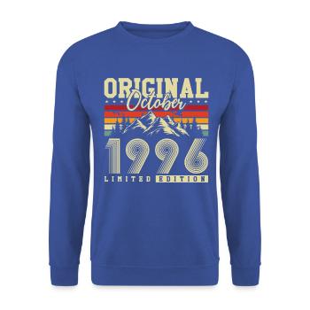 Original Oktober 1996 – 30. Geburtstag Vintage - Unisex Pullover - Royalblau - Vorne - Alina (178cm) & Michal (187cm)