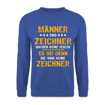 Zeichner Zeichnen - Unisex Pullover - Royalblau - Vorne - Alina (178cm) & Michal (187cm)