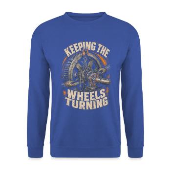 Industriemechaniker Maschinenmonteur - Unisex Pullover - Royalblau - Vorne - Alina (178cm) & Michal (187cm)