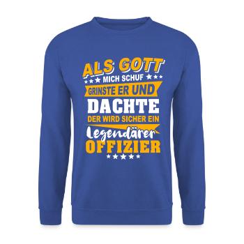 Offizier Sprüche - Unisex Pullover - Royalblau - Vorne - Alina (178cm) & Michal (187cm)