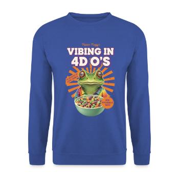 Vibrieren in 4D OS Tripster Froggys Rave Trippy - Unisex Pullover - Royalblau - Vorne - Alina (178cm) & Michal (187cm)