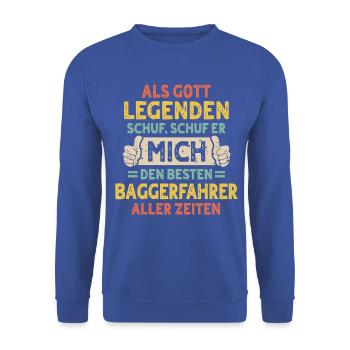 Baggerfahrer - Unisex Pullover - Royalblau - Vorne - Alina (178cm) & Michal (187cm)