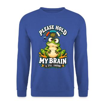 Please wait, my brain is still loading - Unisex Pullover - Royalblau - Vorne - Alina (178cm) & Michal (187cm)
